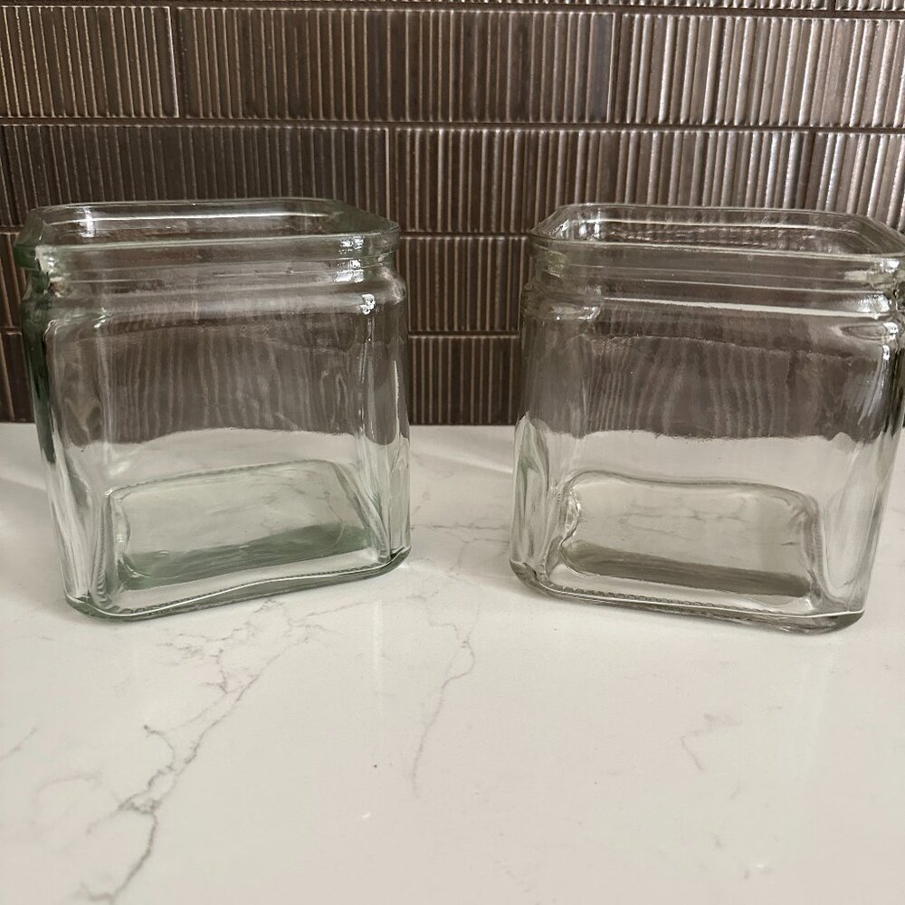 2 Square Glass Containers for Floral Arrangements